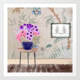 Flowers in a shabby chic room Art Print