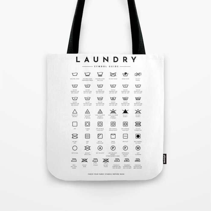 Laundry Symbols Care Guide Tote Bag by TheSimplyLab
