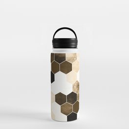 Honeycombs print, sepia colors hexagons with stone effect Water Bottle