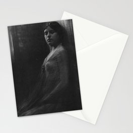 Figure study of a woman, 1906 experimental gum bichromate photographic process black and white photograph by Robert Demachy Stationery Card