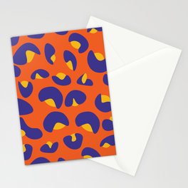 Abstract Seamless Leopard Print Pattern - Dark Slate Blue and Halloween Orange Stationery Card