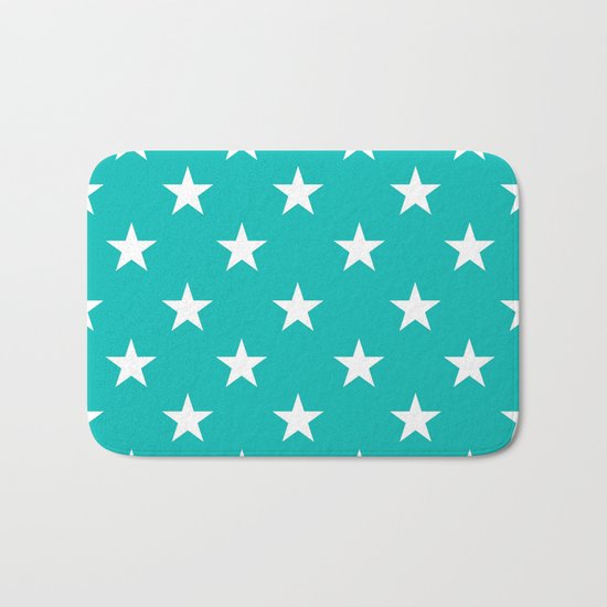 Stars (White/Tiffany Blue) Bath Mat