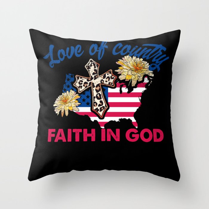 Christianity banner US flag 4th of July Throw Pillow