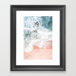 Aerial Beach Print - Sands of Coral Haze - Ocean Sea photography by Ingrid Beddoes Framed Art Print