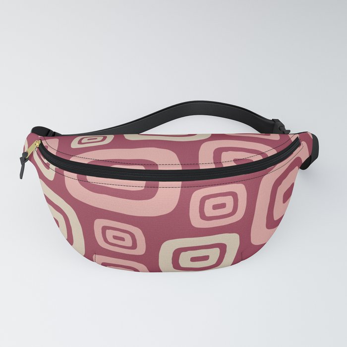 Retro Mid Century Modern Abstract Pattern 429 Raspberry Pink and Beige Fanny Pack