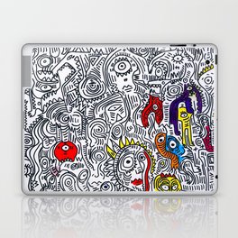 Pattern Doddle Hand Drawn  Black and White Colors Street Art Laptop & iPad Skin