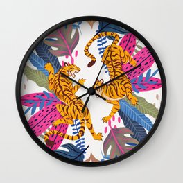 Jungle Tigers - Exotic Blue Wall Clock | Tigers, Safari, Rainforest, Plants, Jaguar, Plant, Cat, Tiger, Leaves, Trupical 