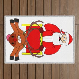 Poor santa reindeer Outdoor Rug