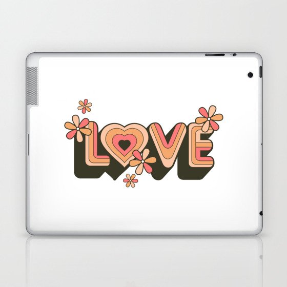Love Retro flowers and heart design Laptop & iPad Skin