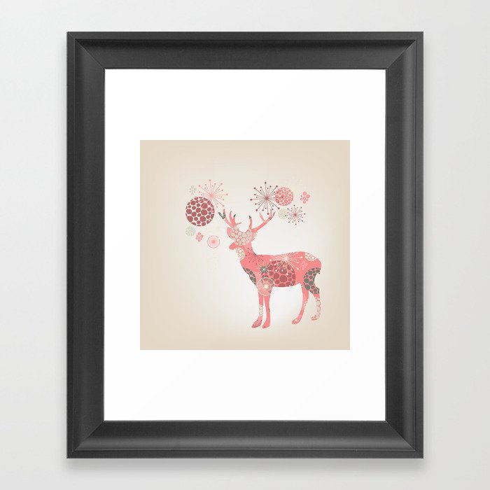 Flower deer Framed Art Print