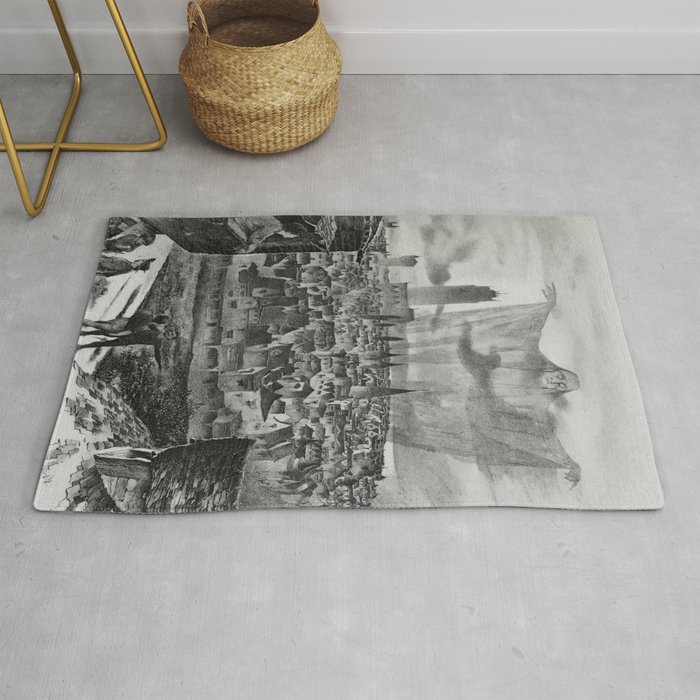 Vintage Ghostly apparition illustration Rug