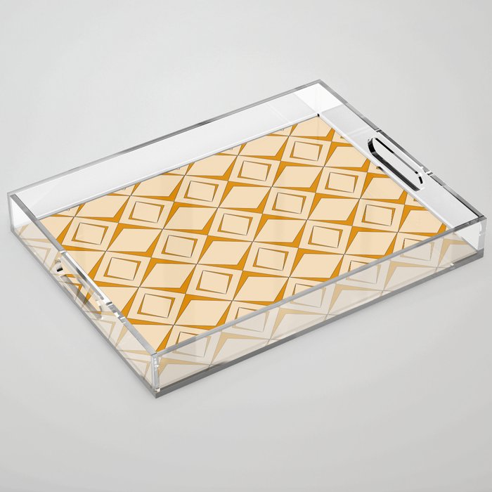 Retro 1960s geometric pattern design 2 Acrylic Tray