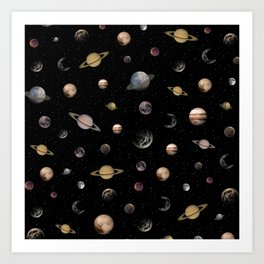 Planets, Moons & Stars Art Print
