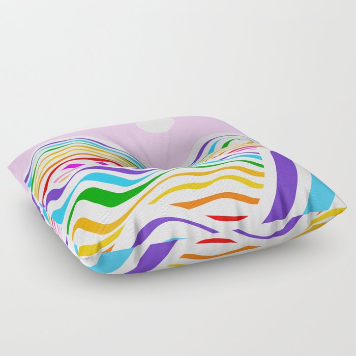 Vibrant Rainbow Wave Landscape Floor Pillow