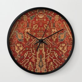 Vintage Persian Woven Wool Orange Red Wall Clock | Kilim, Bohemian, Persian, Woven, Gulf, Wool, Old, Red, Kermanlavar, Tradition 