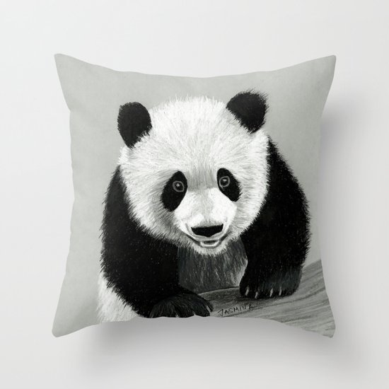 Panda Drawing Throw Pillow