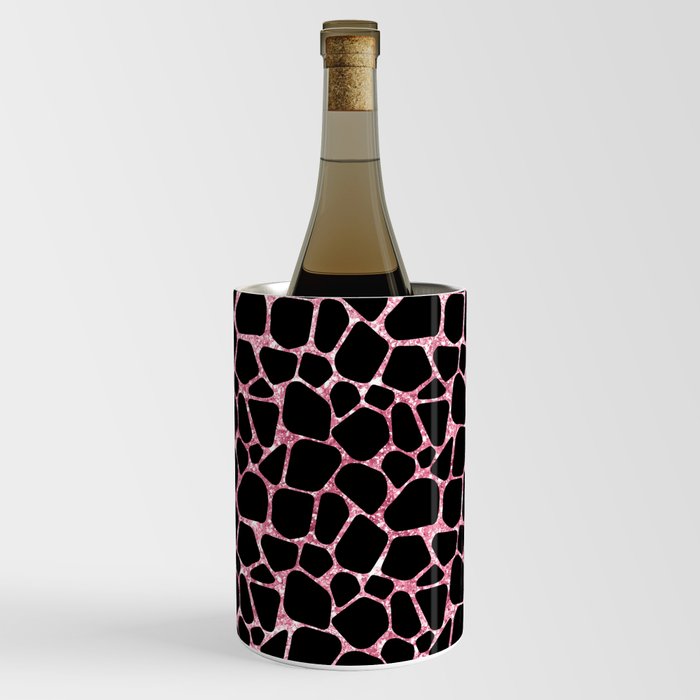 Black Pink Giraffe Skin Print Wine Chiller