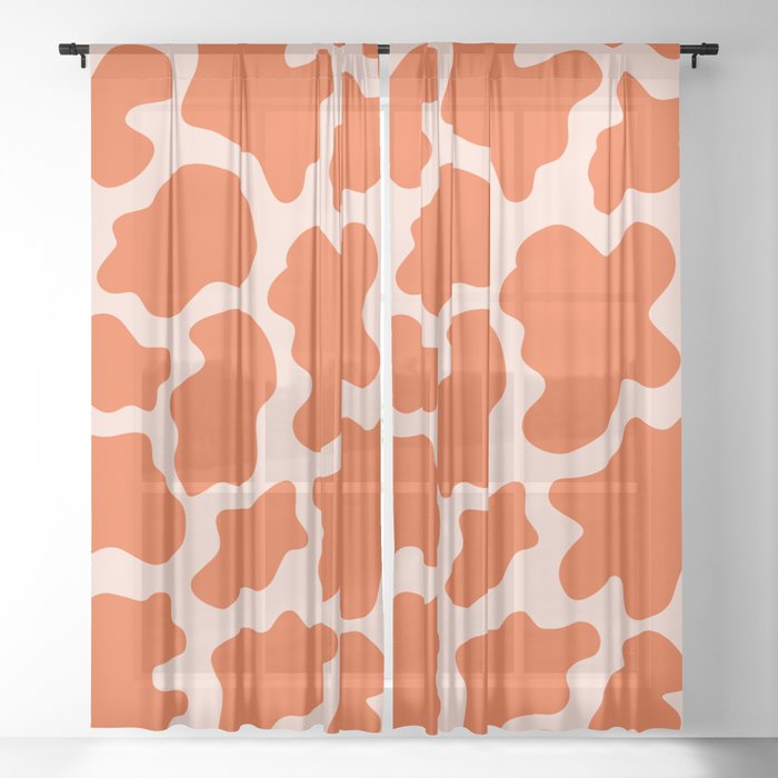 Orange Cow Print Animal Print Patterns  Sheer Curtain