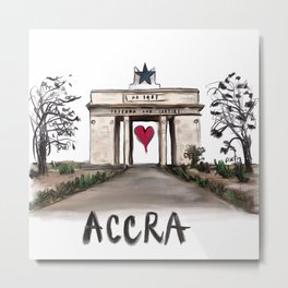 I love Accra  Metal Print | Art, Love, Accra, Ghana, Africa, Illustration, Digital, Heart, Travel, Painting 