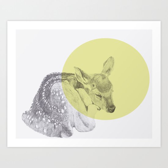sleep tightly deer Art Print