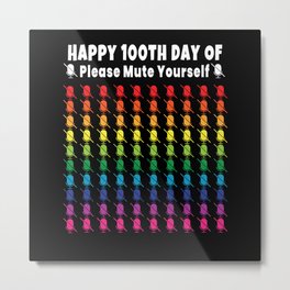 Days Of School Happy 100th Day 100 Online School Metal Print