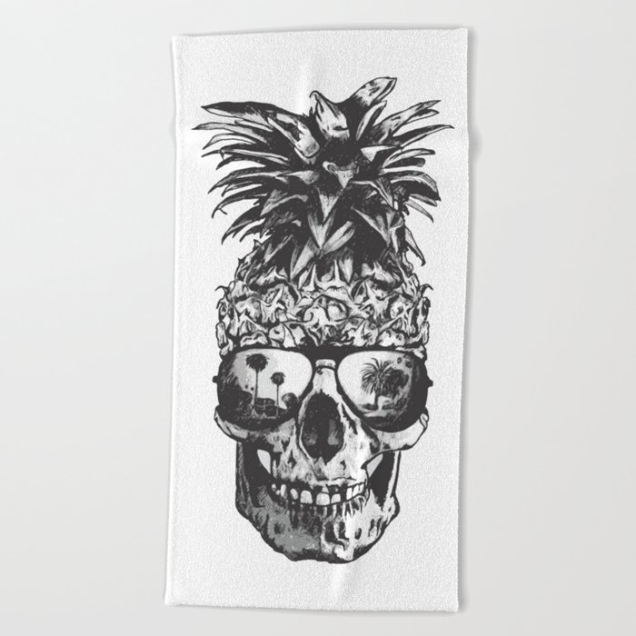 Pineapple Skull Head Beach Towel