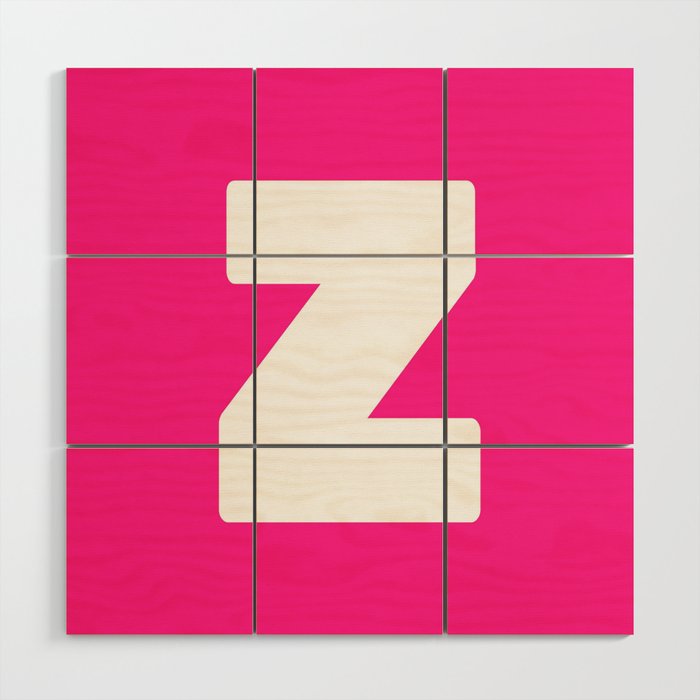 Z (White & Dark Pink Letter) Wood Wall Art