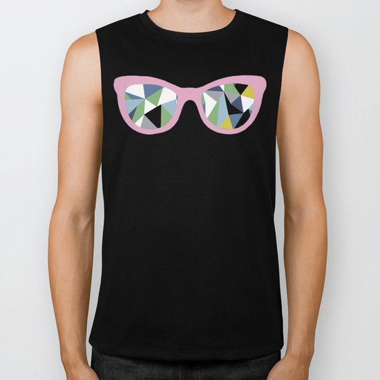 Abstract Eyes on Pink Biker Tank