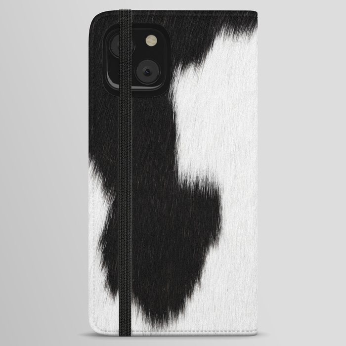Classic Black & White Cowhide iPhone Wallet Case