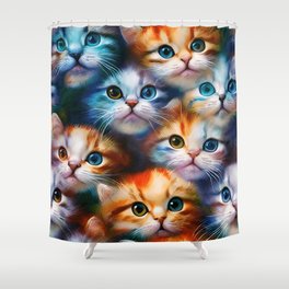 Cute Cat Faces Pattern for cats lovers Shower Curtain