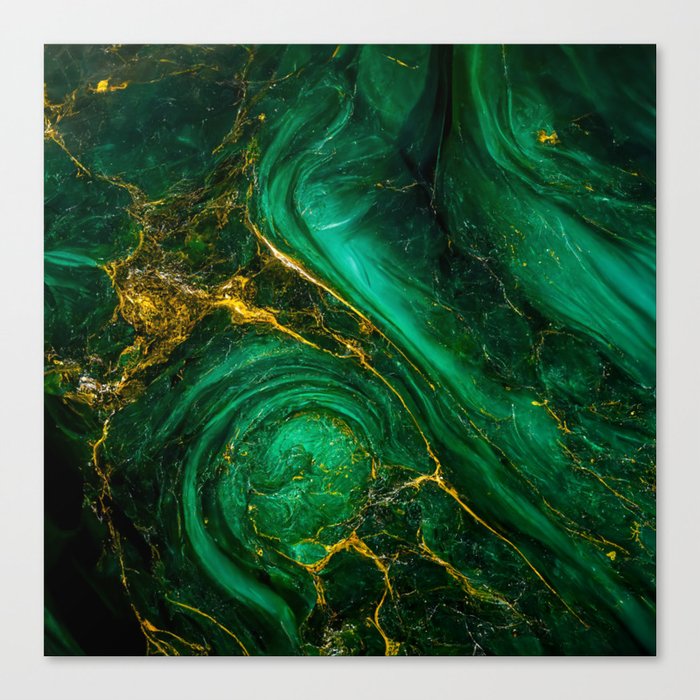 Vibrant green and gold marble Canvas Print