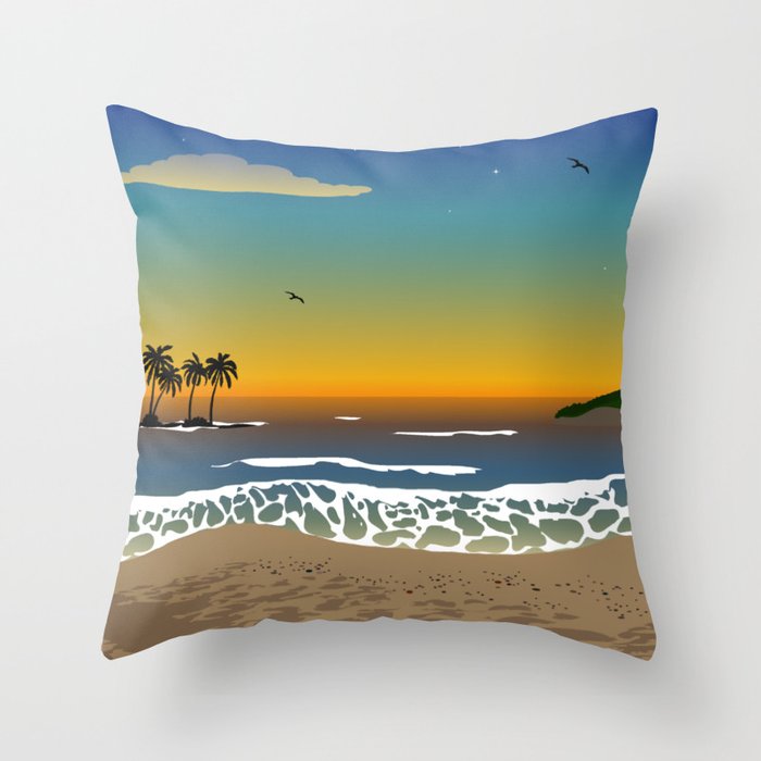 Sunset over the Ocean Throw Pillow