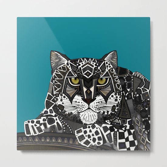 snow leopard teal Metal Print