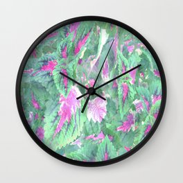 botanical coleus leaves camouflage art 1/3 Wall Clock | Sprout, Growth, Bloom, Adventure, Psychedelic, Plant, Season, Camp, Nature, Botanical 