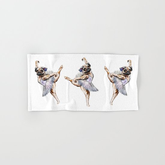 Pug Ballerina in Dog Ballet | Swan Lake Hand & Bath Towel