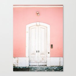 The Lisbon door | Pink on white fine art travel photography print | Portugal Europe Canvas Print