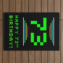 [ Thumbnail: 73rd Birthday - Nerdy Geeky Pixelated 8-Bit Computing Graphics Inspired Look Outdoor Rug ]