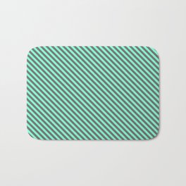 [ Thumbnail: Aquamarine & Dim Gray Colored Stripes/Lines Pattern Bath Mat ]