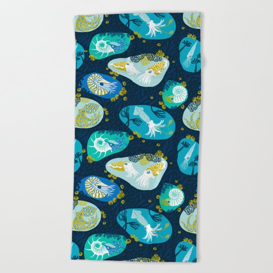 Cephalopods through time Beach Towel