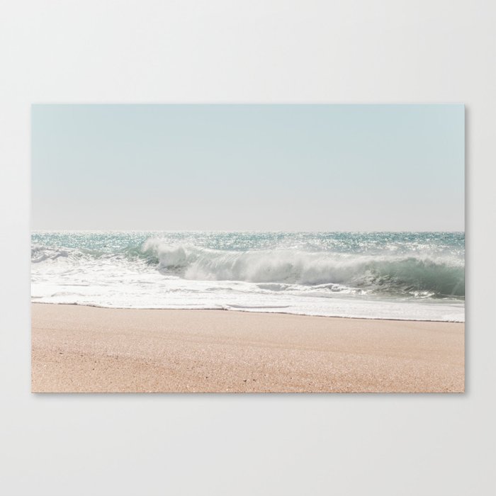 Crashing waves - pastel beach ocean - sea travel photography Canvas Print