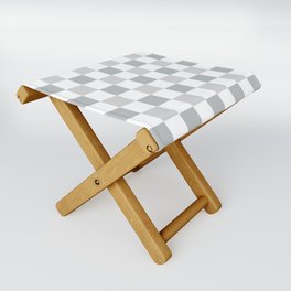 Checkerboard Squares In Warm Gray Folding Stool