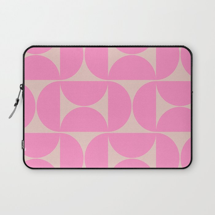 Mid Century Modern Print Peach And Pink Retro 70s Pattern Preppy Modern Decor Geometric Abstract Laptop Sleeve