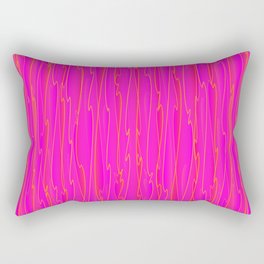 Vertical curved orange lines on a pink tree. Rectangular Pillow