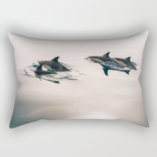 Swimming With Dolphins Rectangular Pillow