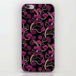 Purple Heart and Floral Shape Pearl Design iPhone Skin