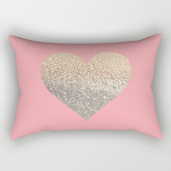 GOLD HEART CORAL Rectangular Pillow