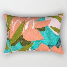 Forever in My Garden | Abstract Botanical Nature Plants Floral Painting | Quirky Modern Contemporary Rectangular Pillow
