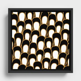 Abstract Loops in Gold, Black and White Framed Canvas