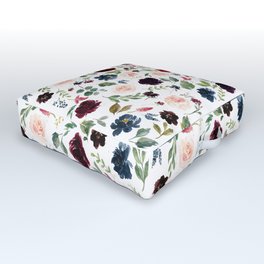 Burgundy Navy Blue Watercolor Flowers Outdoor Floor Cushion | Graphicdesign, Romantic, Watercolorflowers, Burgundyflowers, Romanticflowers, Blue, Pink, Flowers, Watercolorflorals, Floral 
