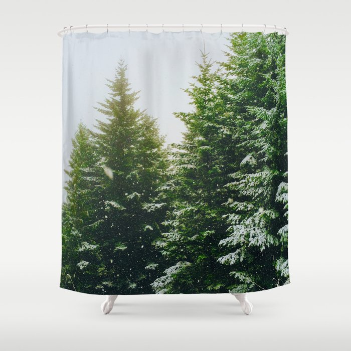 Winter Pine Tree Forest (Color) Shower Curtain